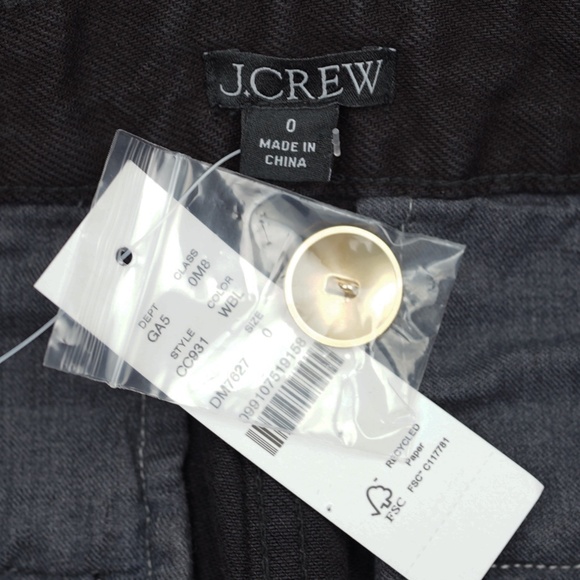 New J.CREW Sz 0 Button-Front Denim Mini Skirt in Black Wash $128 - Picture 5 of 5